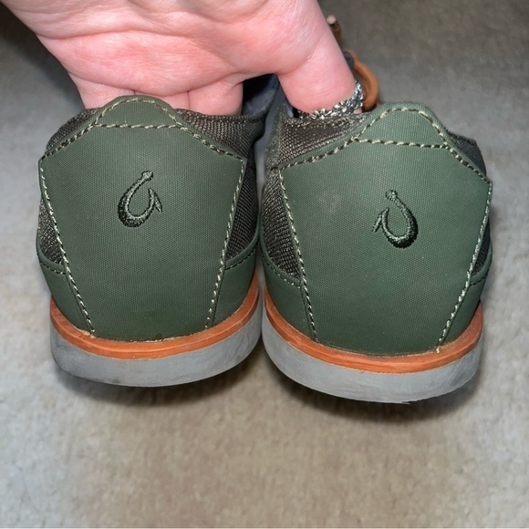 OluKai Honolulu Lace Mesh Green Rosin Smokey Orange Sz 9 MENS Sneakers - Picture 3 of 9